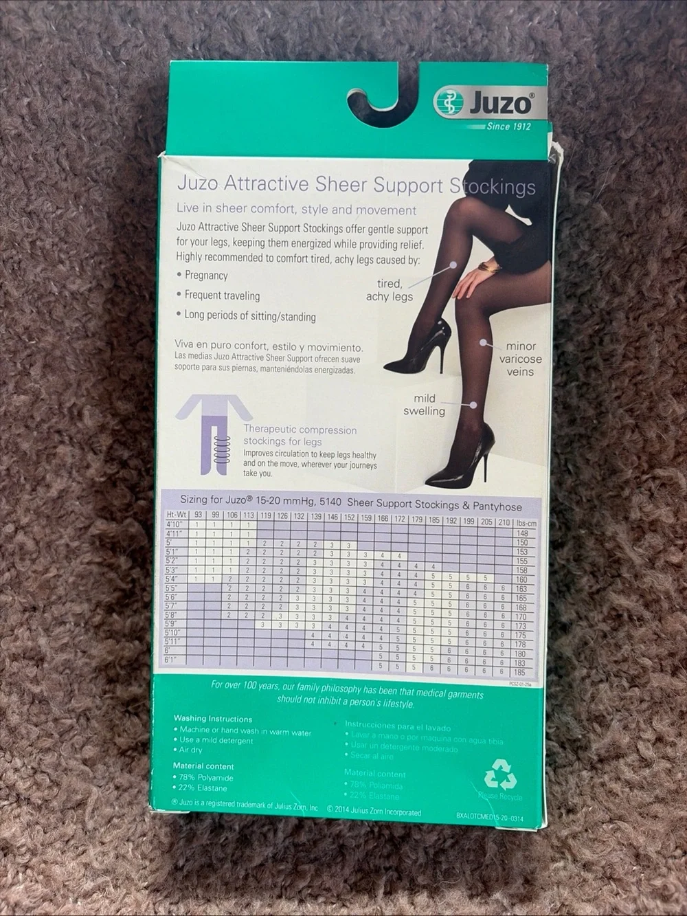 Juzo Attractive OTC 140 Denier Thigh High 15-20 mmHg Compression Stockings Sz 4